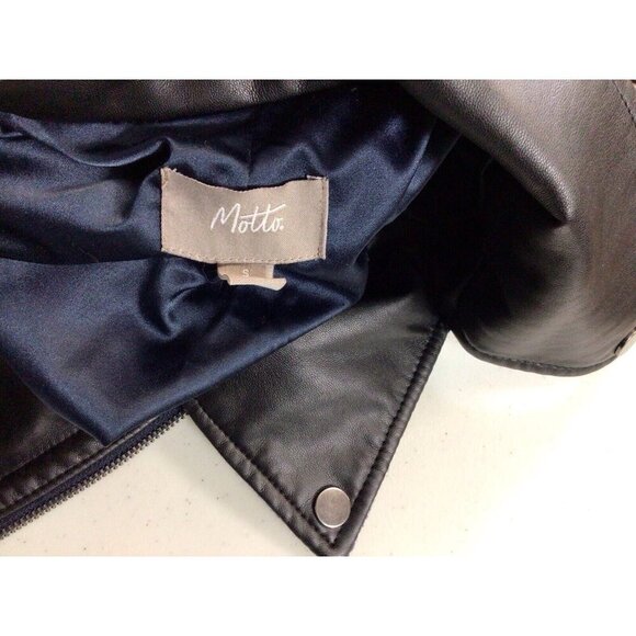 Motto Wool Coat Jacket Leather Trim Womens Small - Picture 7 of 11